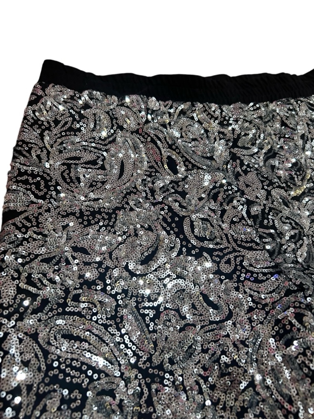 Anthropologie Sequin Jogger Pants Black Silver Party pants - Picture 6 of 6